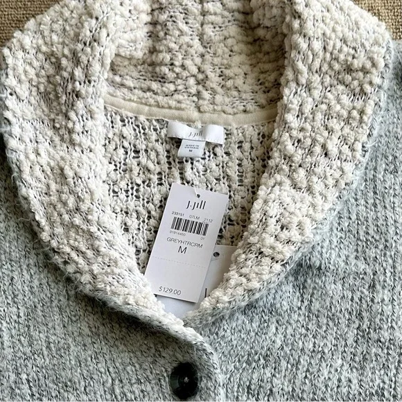 J. Jill • Two Toned Cardi • Gray Heather Cream - Picture 6 of 8
